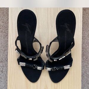 Giuseppe Zanotti Black Heels with Silver Accents